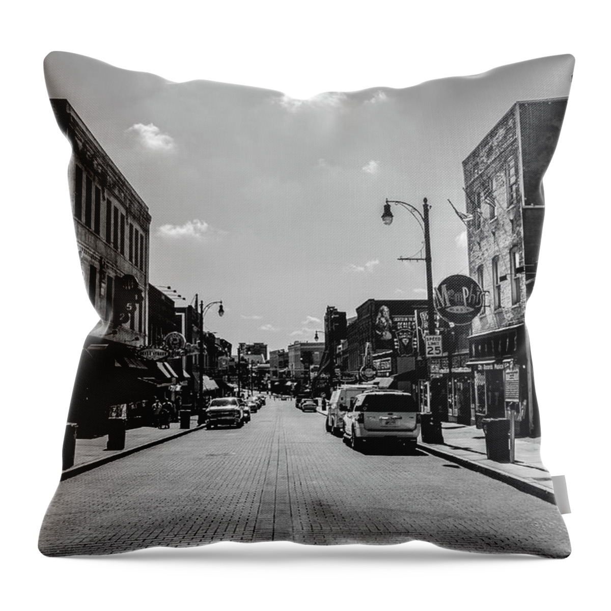 Memphis Throw Pillow featuring the photograph Beale Street Basics by D Justin Johns