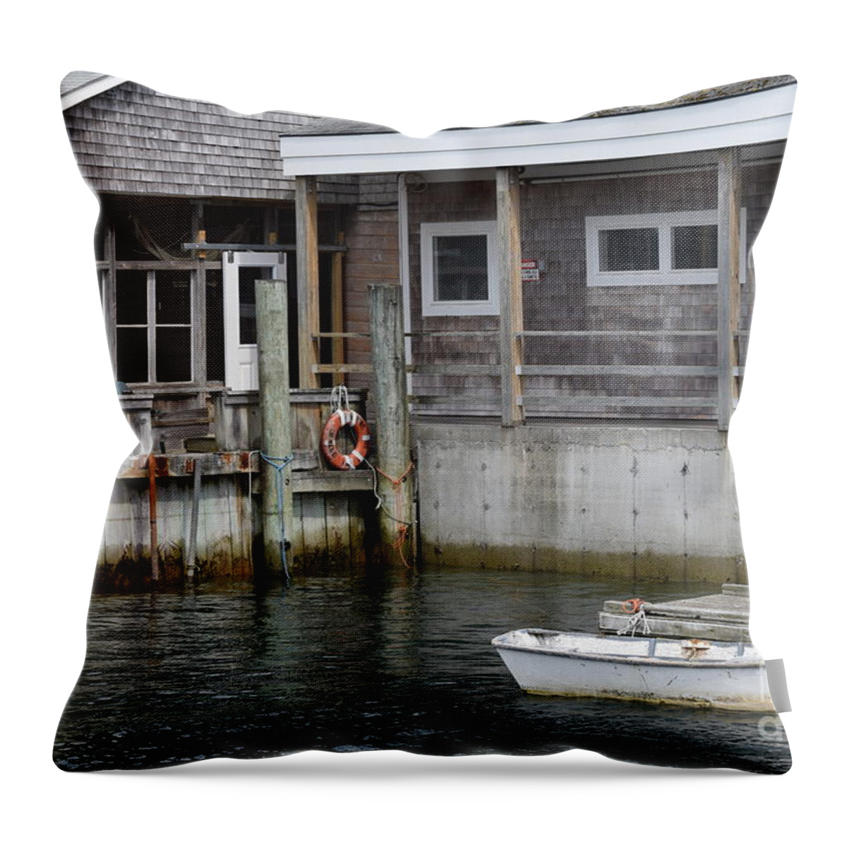 Water Throw Pillow featuring the photograph Beals Lobster Pound by Barrie Stark