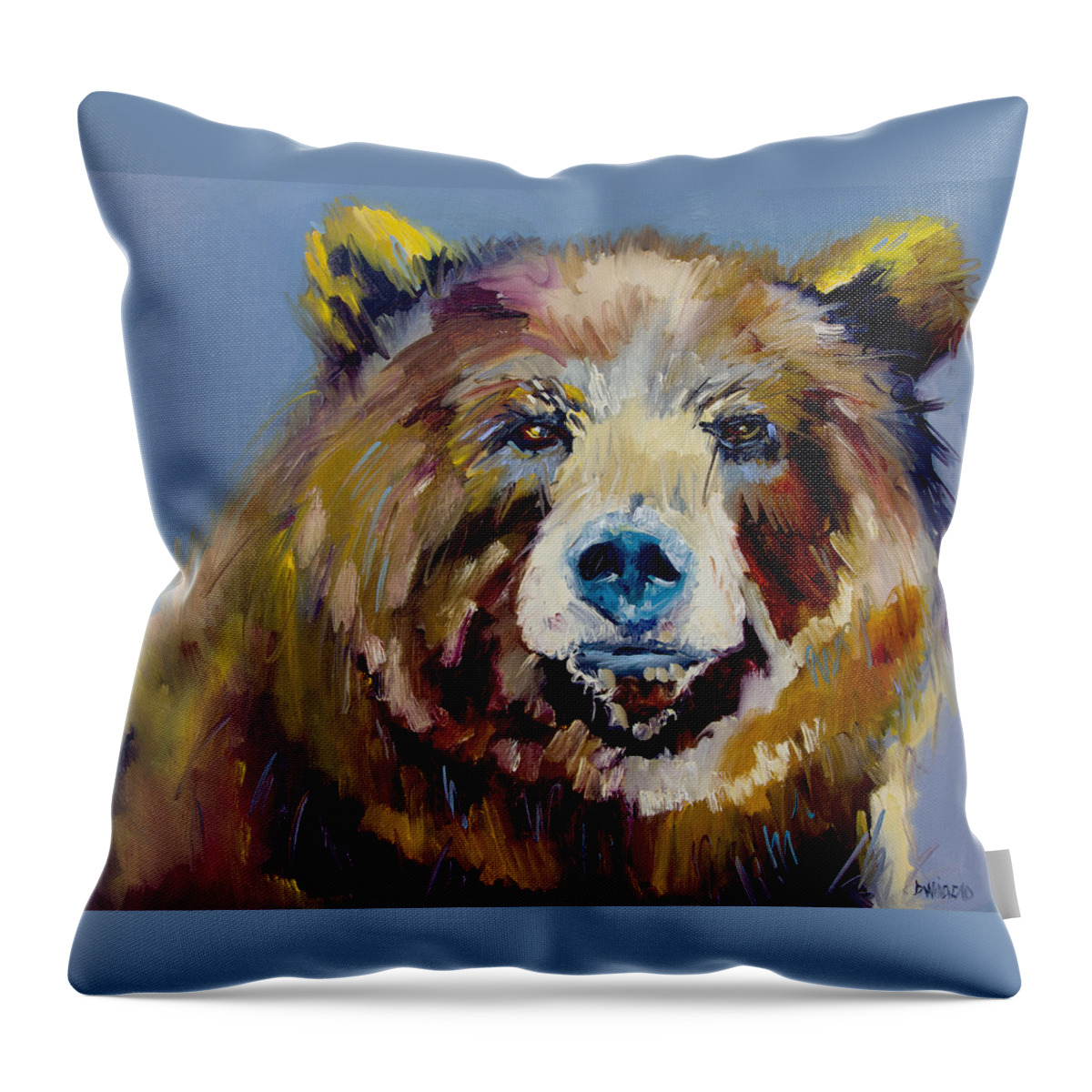 Diane Whitehead Fine Art Throw Pillow featuring the painting Bear Exposed by Diane Whitehead