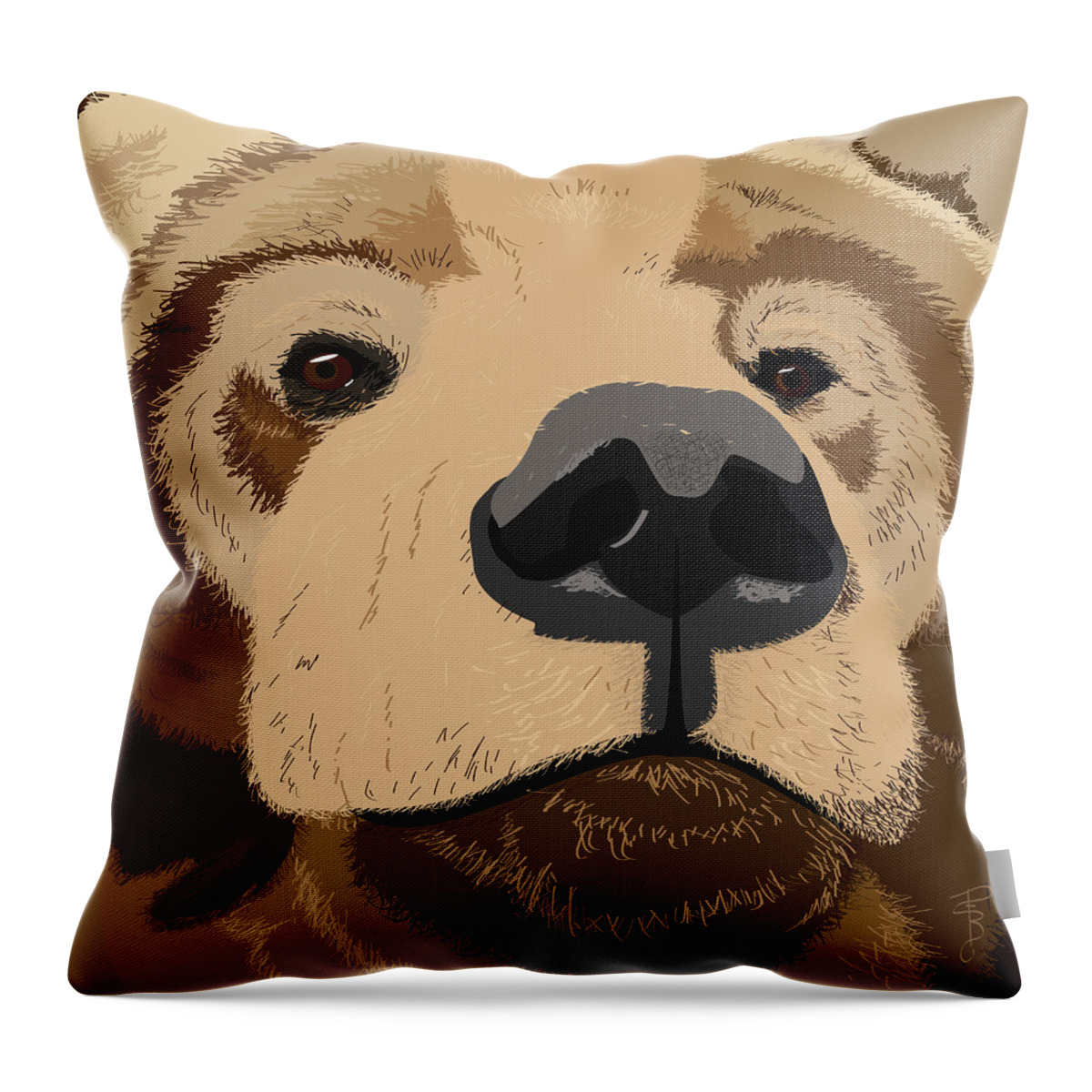 Bear Throw Pillow featuring the digital art Bear Face by Debra Baldwin