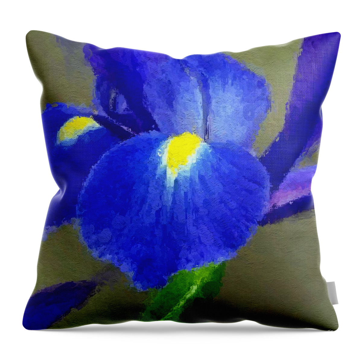 Anthony Fishburne Throw Pillow featuring the digital art Bearded Iris by Anthony Fishburne