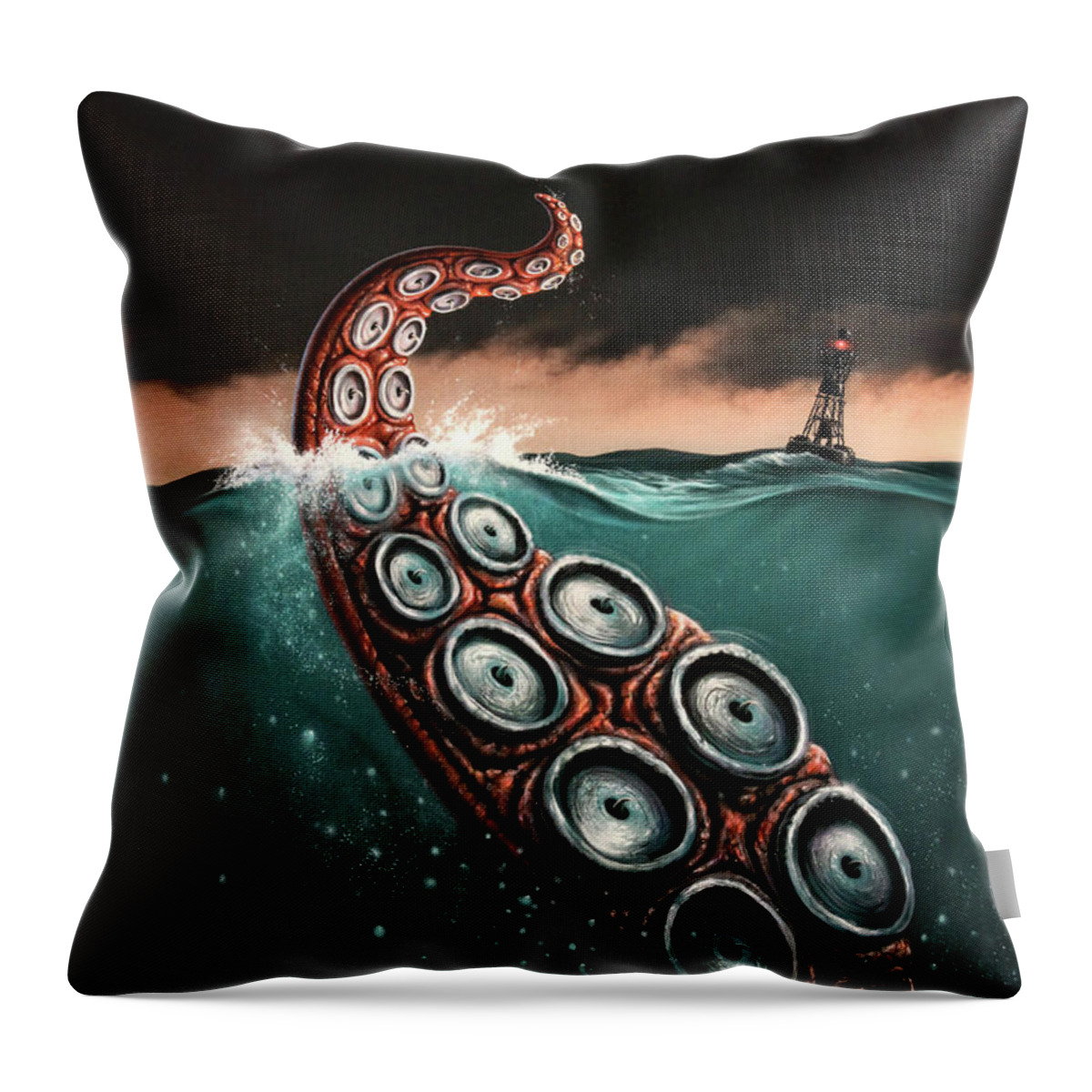 Squid Throw Pillow featuring the painting Beast 1 by Jerry LoFaro