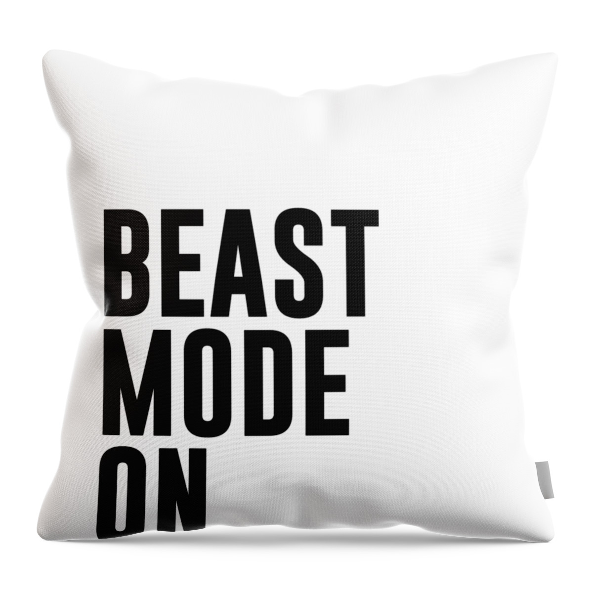 Workout Throw Pillow featuring the mixed media Beast Mode On - Gym Quotes 1 - Minimalist Print - Typography - Quote Poster by Studio Grafiikka