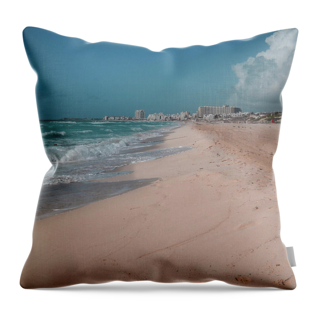 Beach Throw Pillow featuring the digital art Beautiful beach in Cancun, Mexico by Nicolas Gabriel Gonzalez