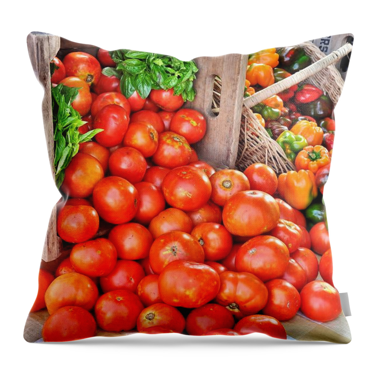 Vegetable Throw Pillow featuring the photograph The Bountiful Harvest at the Farmer's Market by Kim Bemis
