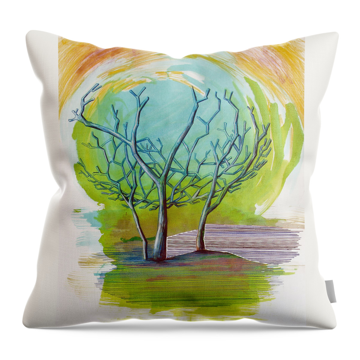 Beautiful Tree Throw Pillow featuring the painting Beautiful By Mistake  by Rene Capone