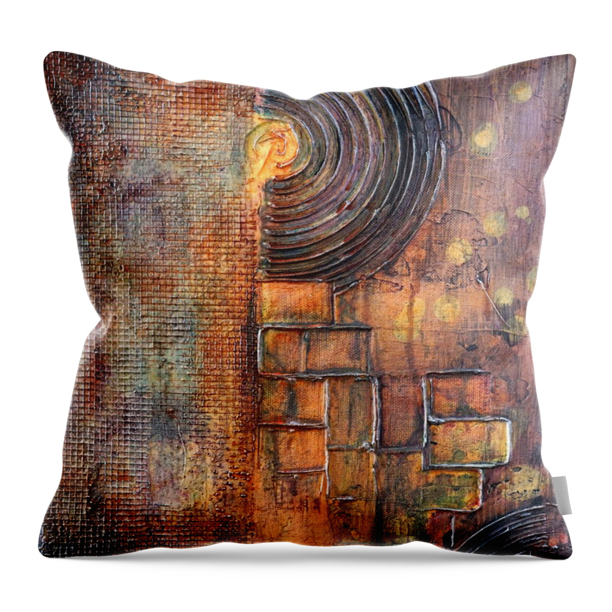 Abstract Throw Pillow featuring the painting Beautiful Corrosion by Theresa Marie Johnson