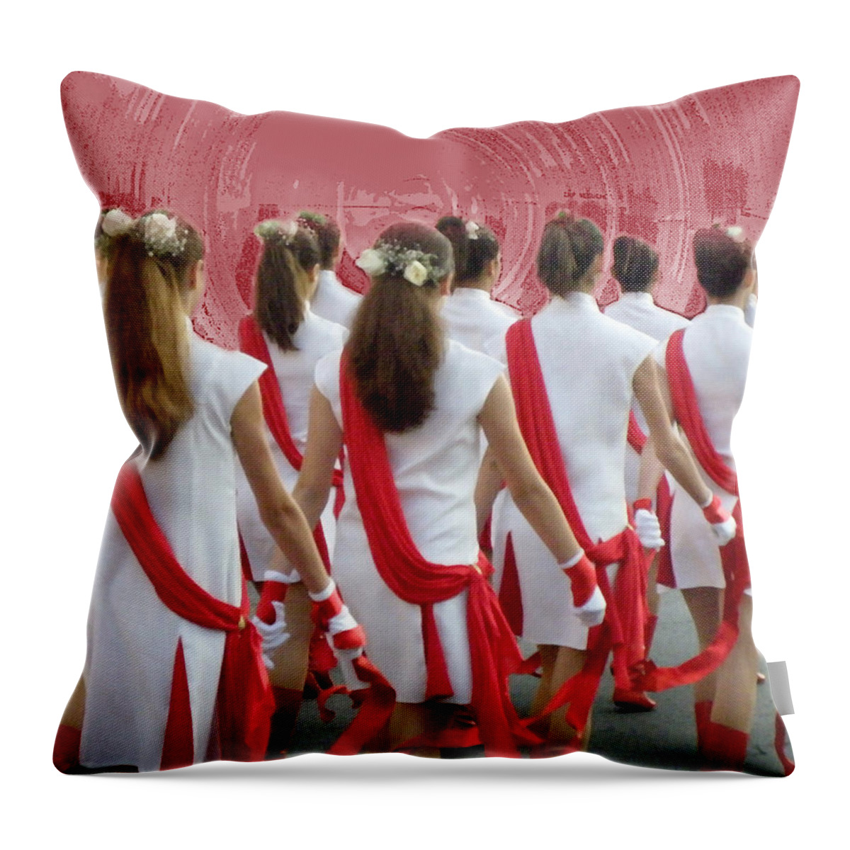 Augusta Stylianou Throw Pillow featuring the photograph Beautiful Girls in Parade by Augusta Stylianou