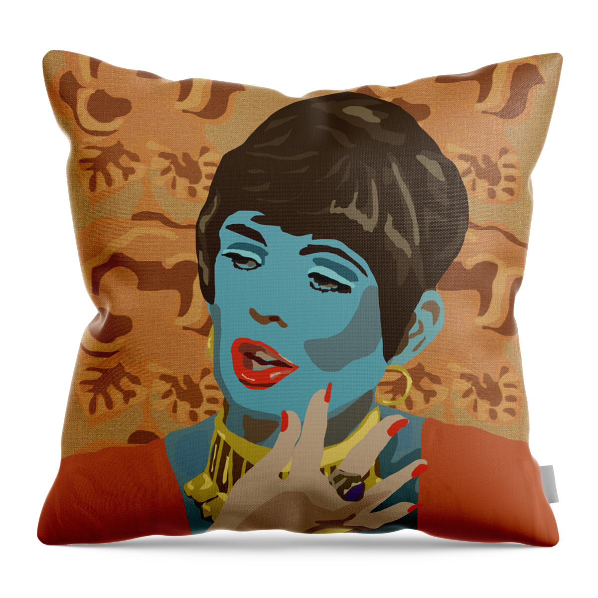 Beverly Throw Pillow featuring the digital art Beautiful Lips - Abigail's Party - Alison Steadman by BFA Prints