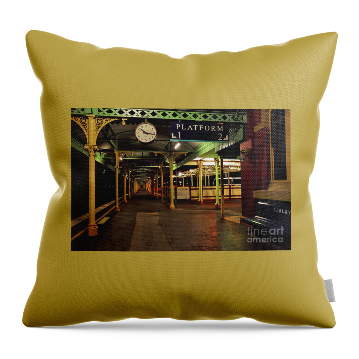 Beautiful Old Albury Station Throw Pillow featuring the photograph Beautiful Old Albury Station by Kaye Menner by Kaye Menner