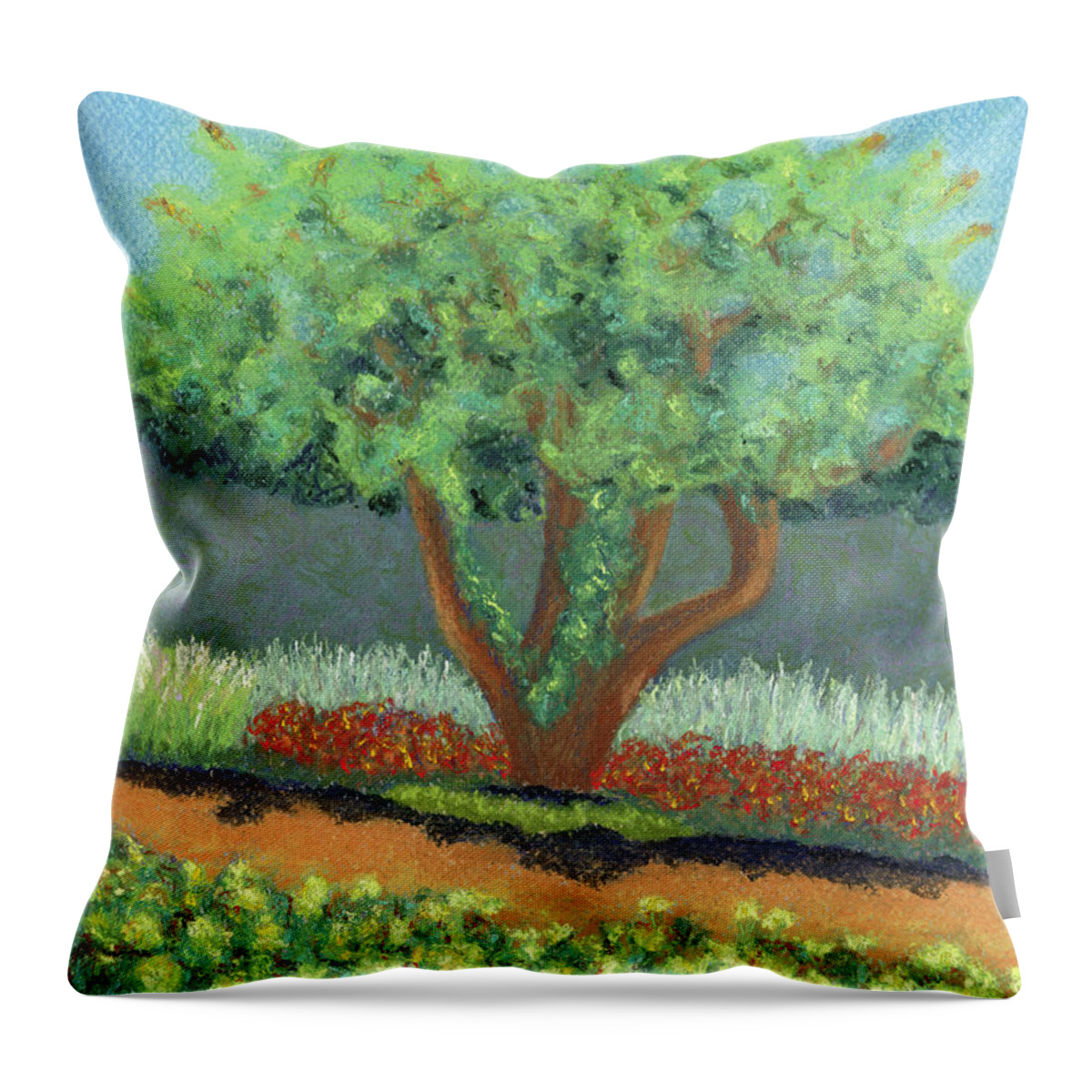 Art Throw Pillow featuring the pastel Beautiful Tree by Anne Katzeff