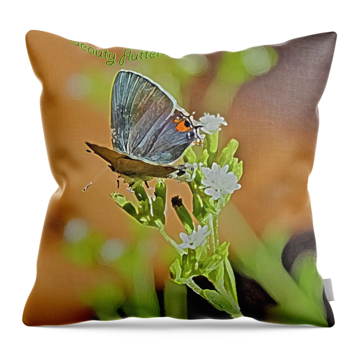 Beauty Throw Pillow featuring the photograph Beauty Flutters By by Barbara Dean