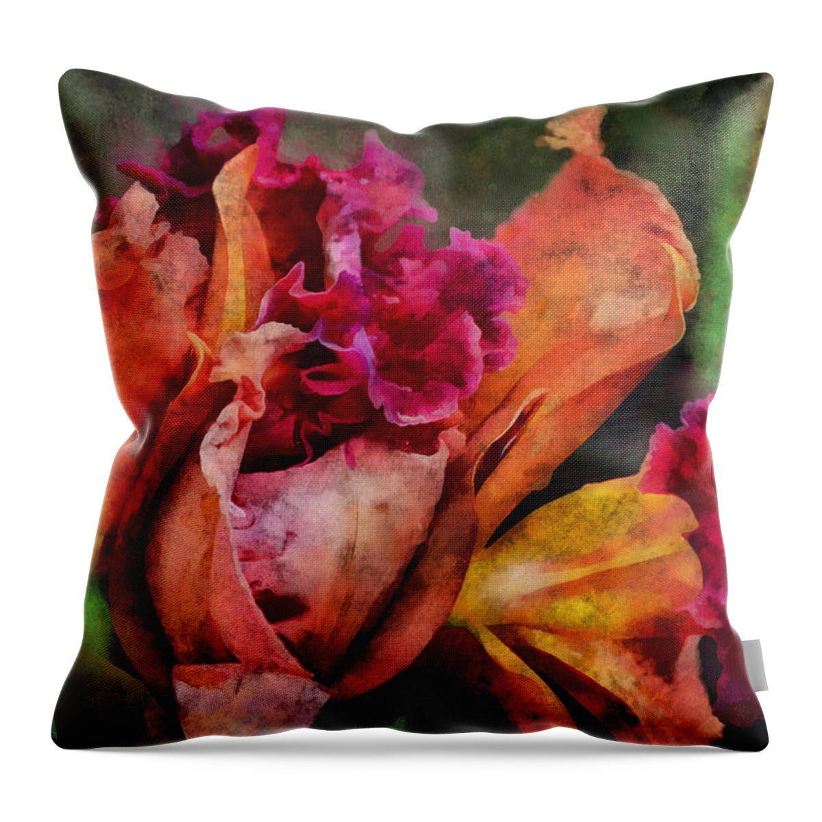 Flower Throw Pillow featuring the mixed media Beauty Of An Orchid by Trish Tritz