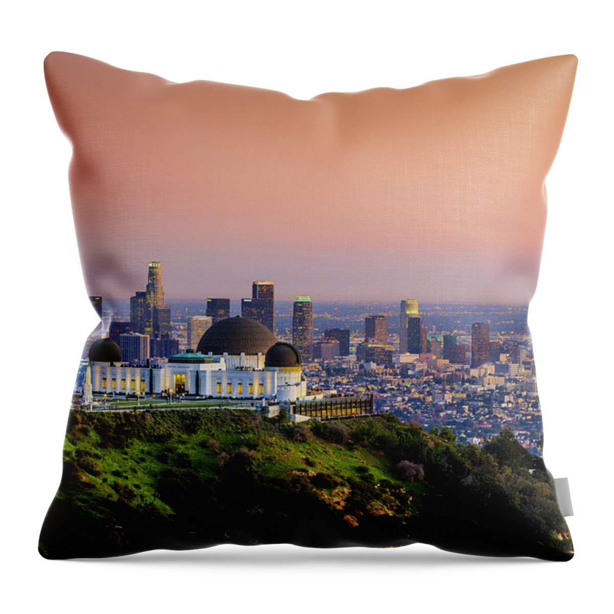 Griffith Observatory Throw Pillow featuring the photograph Beauty on the hill by Scott Campbell