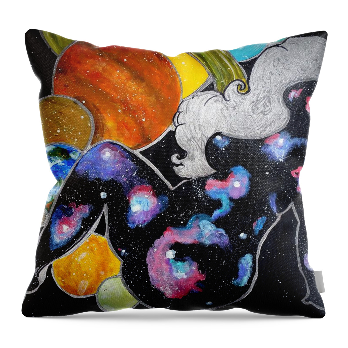 Curvy Women Throw Pillow featuring the painting Beauty out of this WORLD by Diamin Nicole