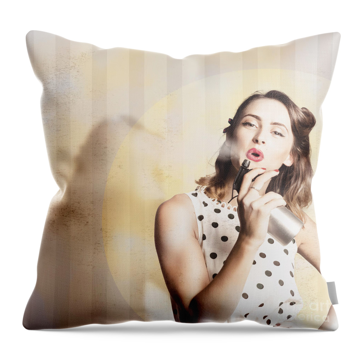 Salon Throw Pillow featuring the photograph Beauty parlour pinup by Jorgo Photography