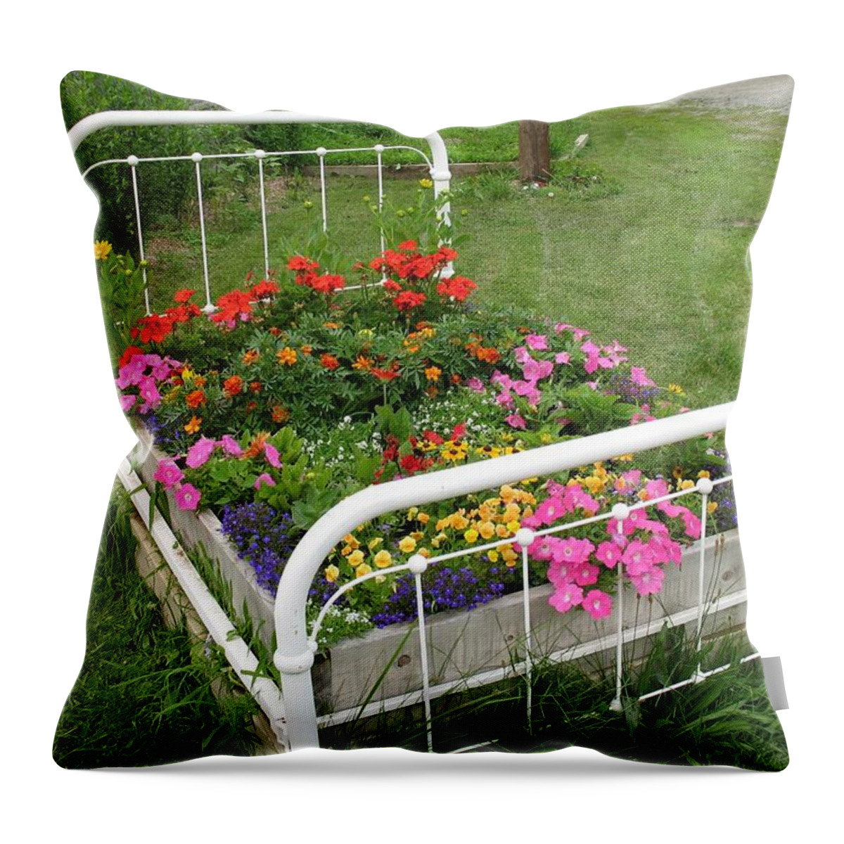 Flowers Throw Pillow featuring the photograph Bed of Flowers by Ed Smith