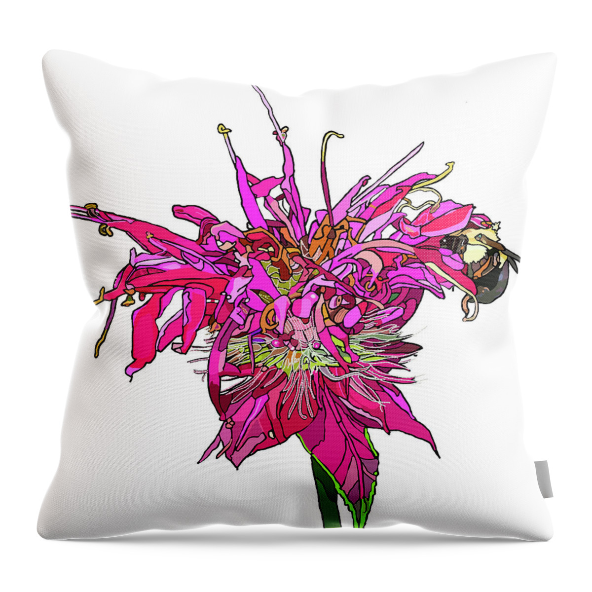 Bee Throw Pillow featuring the painting Bee Balm by Jamie Downs