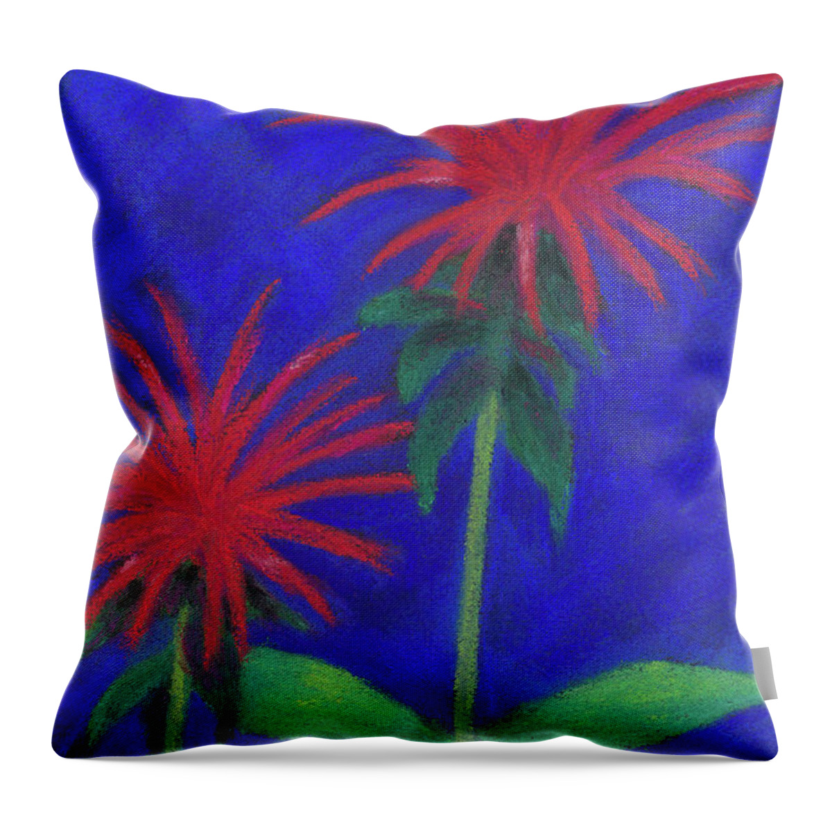 Bee Balm Throw Pillow featuring the pastel Bee Balm Sparklers by Anne Katzeff