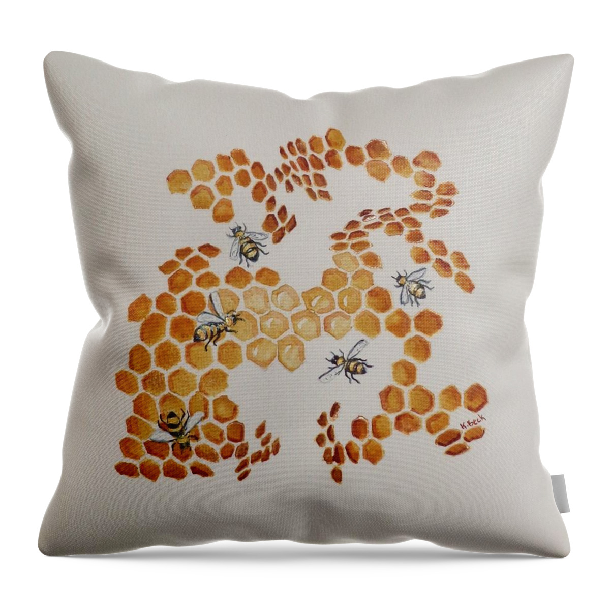 Bee Throw Pillow featuring the painting Bee Hive # 5 by Katherine Young-Beck