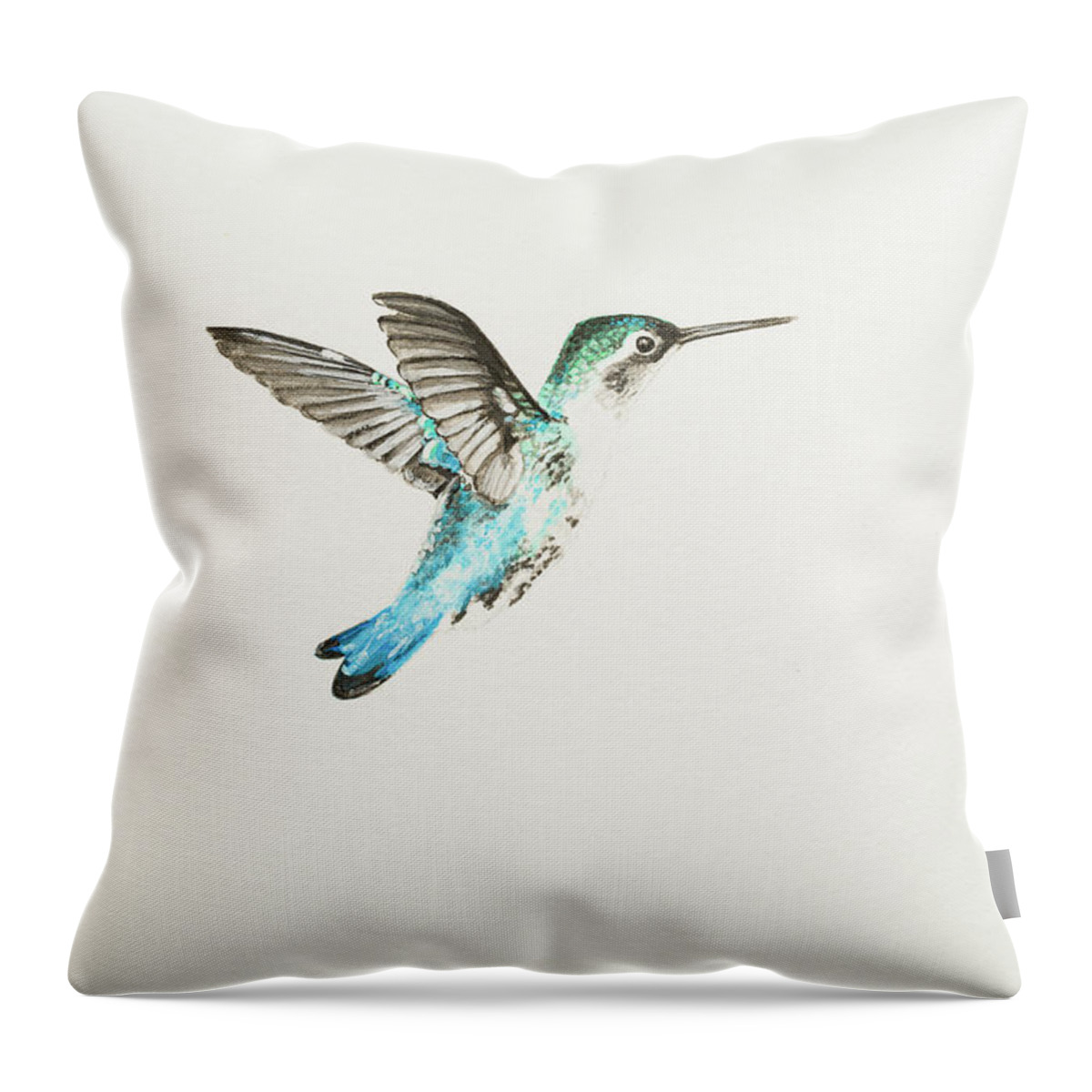 Bee Hummingbird Throw Pillow featuring the painting Bee hummingbird by Stefanie Forck