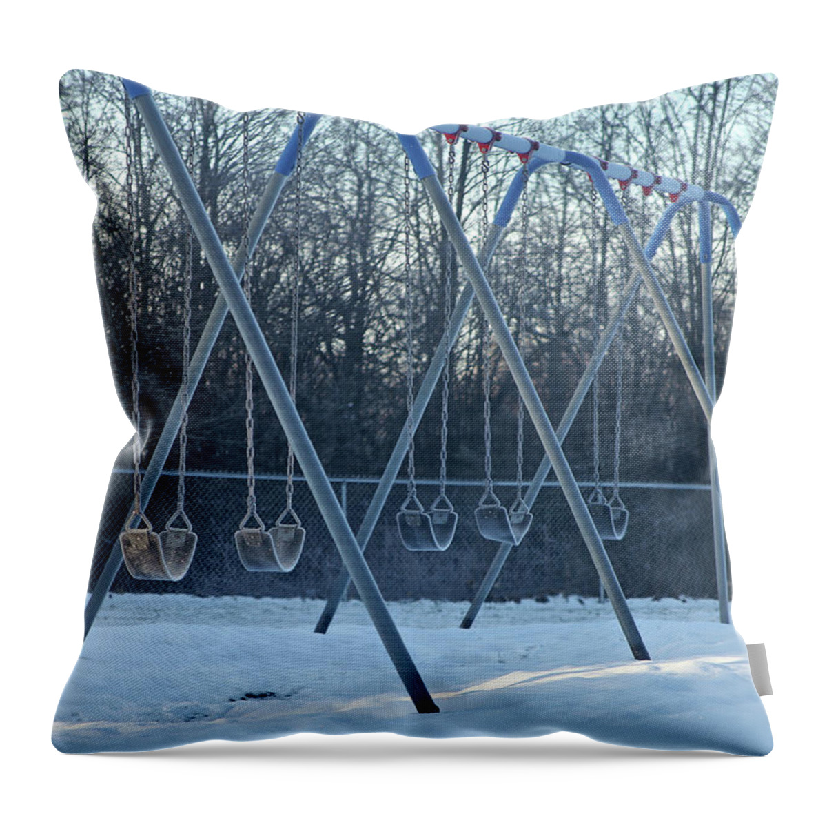 Swing Throw Pillow featuring the photograph Before School by John Meader