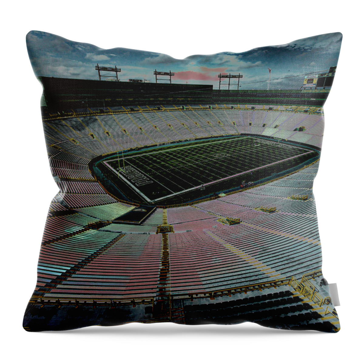 Lambeau Throw Pillow featuring the photograph Before The Game At Lambeau by Lawrence Christopher