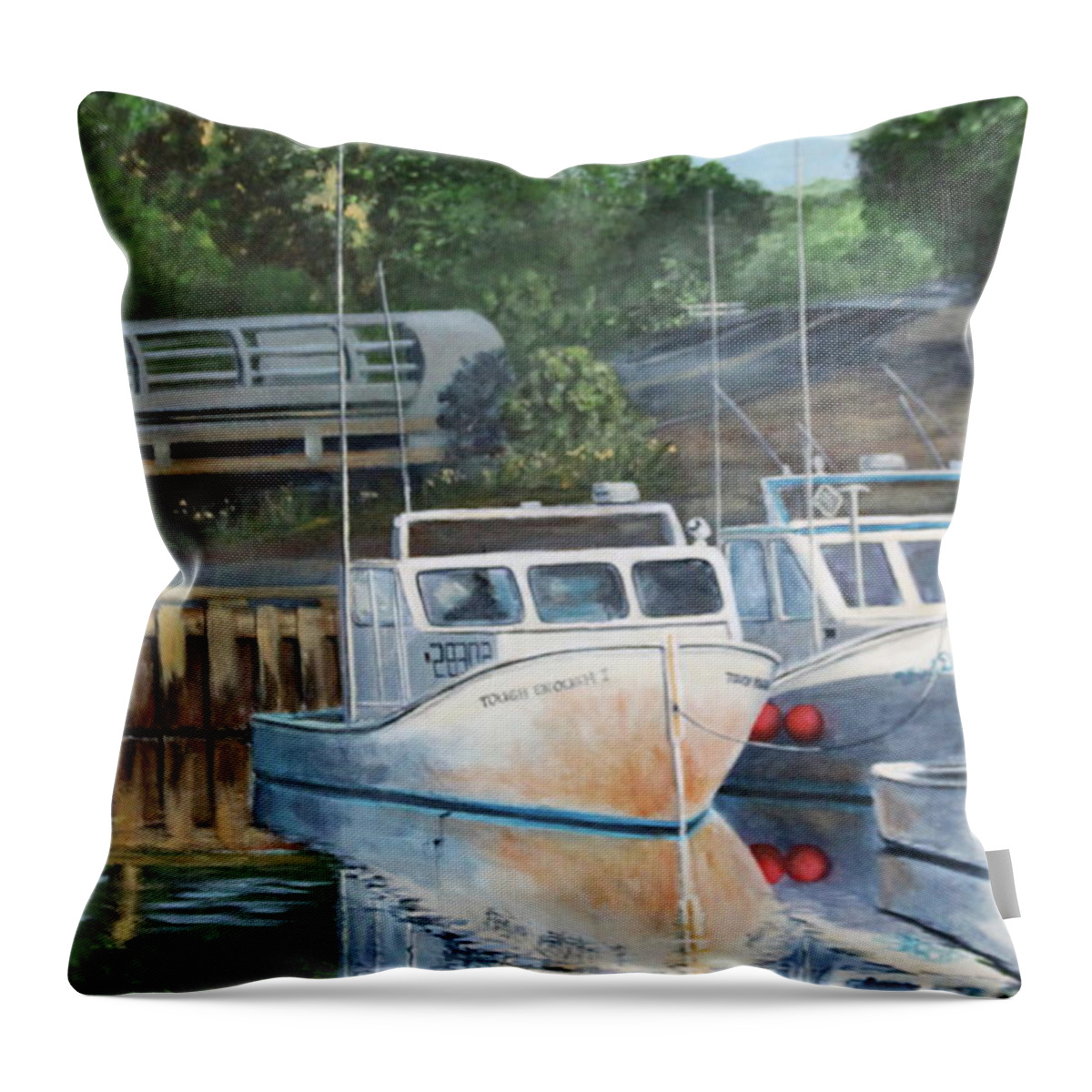Boat Throw Pillow featuring the painting Before the Rush by Lorraine Vatcher
