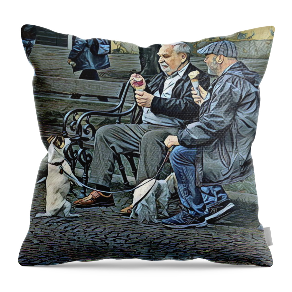 Park Bench Throw Pillow featuring the photograph Begging For Ice Cream by Russ Harris
