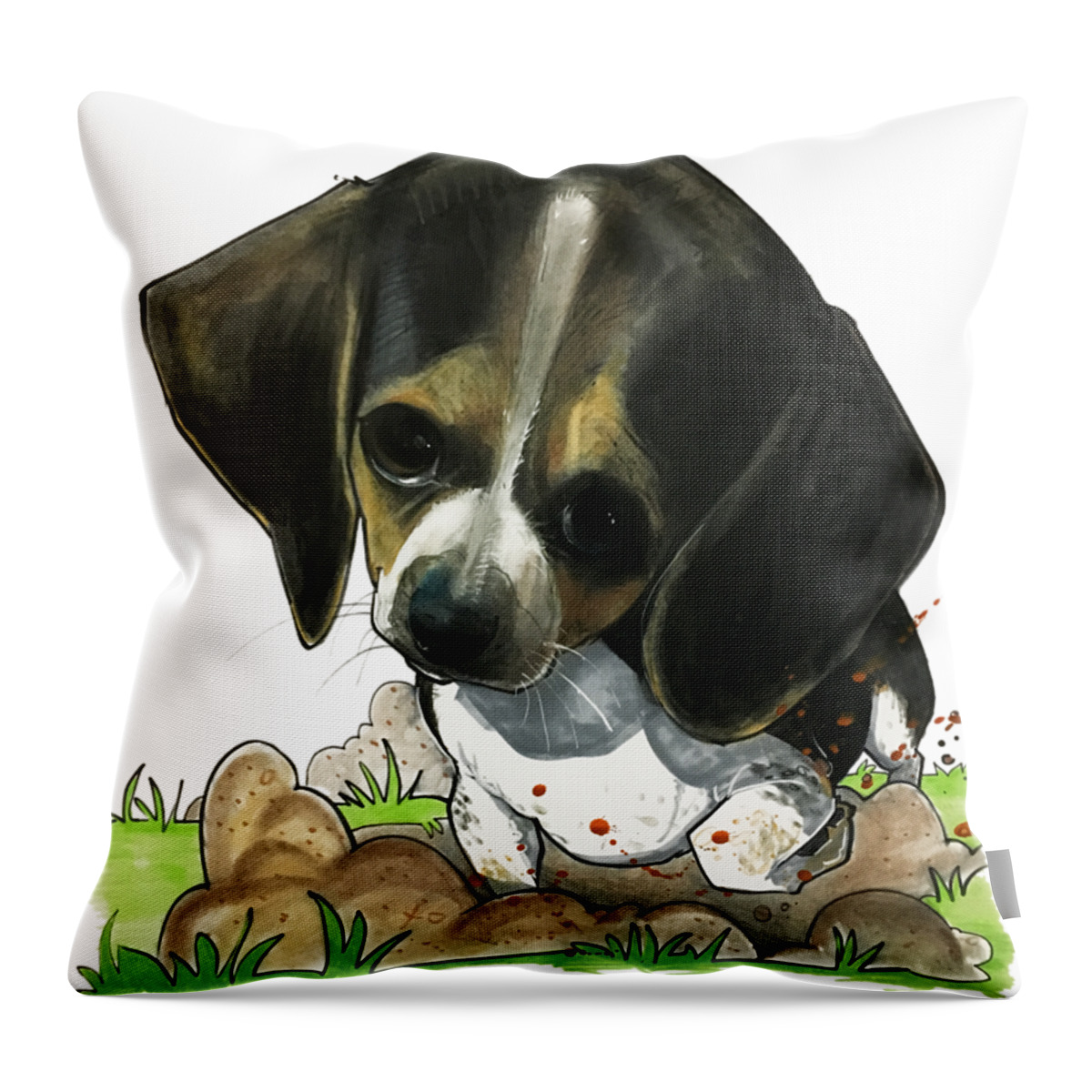 Pet Portrait Throw Pillow featuring the drawing Begley 3204 by John LaFree