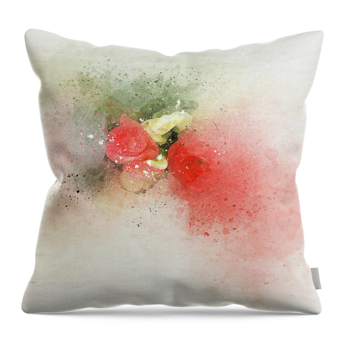 Flower Begonia Nature Floral Peggy Cooper Cooperhouse Interior Decorating Plant Impressionist Impressionism Pink Dreamy Digital Watercolor Throw Pillow featuring the digital art Begonia 7 by Peggy Cooper-Hendon