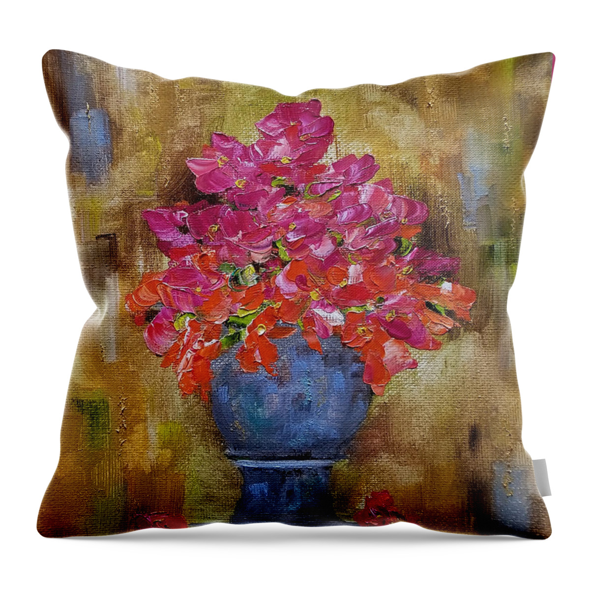 Begonia Throw Pillow featuring the painting Begonia Justice by Judith Rhue