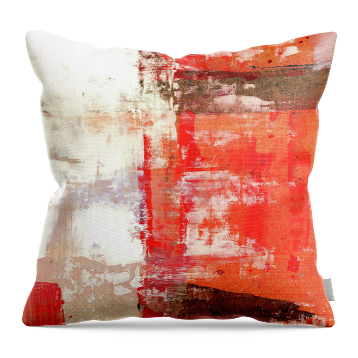 Art Throw Pillow featuring the painting Behind The Corner - Warm Linear Abstract Painting by Modern Abstract