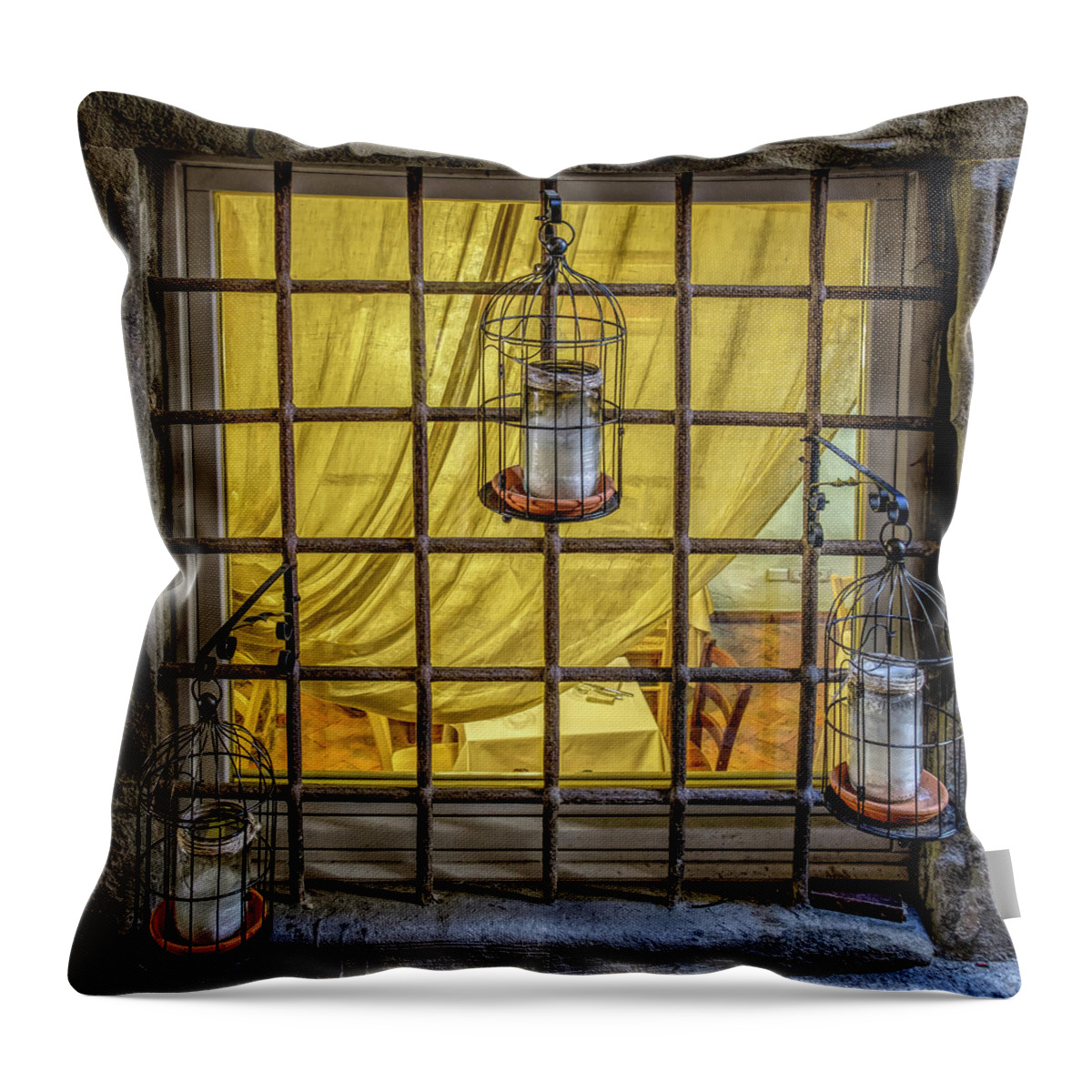 Cortona Throw Pillow featuring the photograph Behind the Curtain by Georgette Grossman