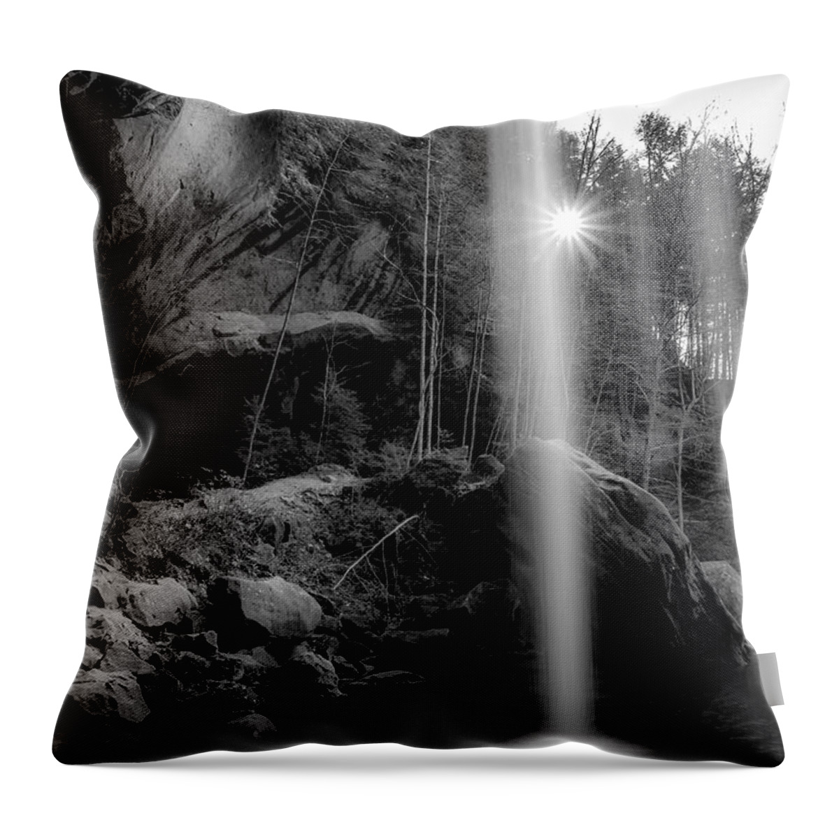 Ohio Throw Pillow featuring the photograph Behind the Lower Falls - Hocking Hills by Ron Pate