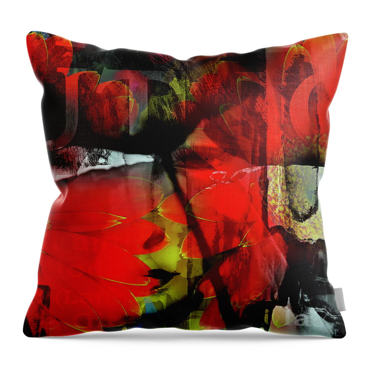Face Throw Pillow featuring the digital art Behind the poppies by Gabi Hampe
