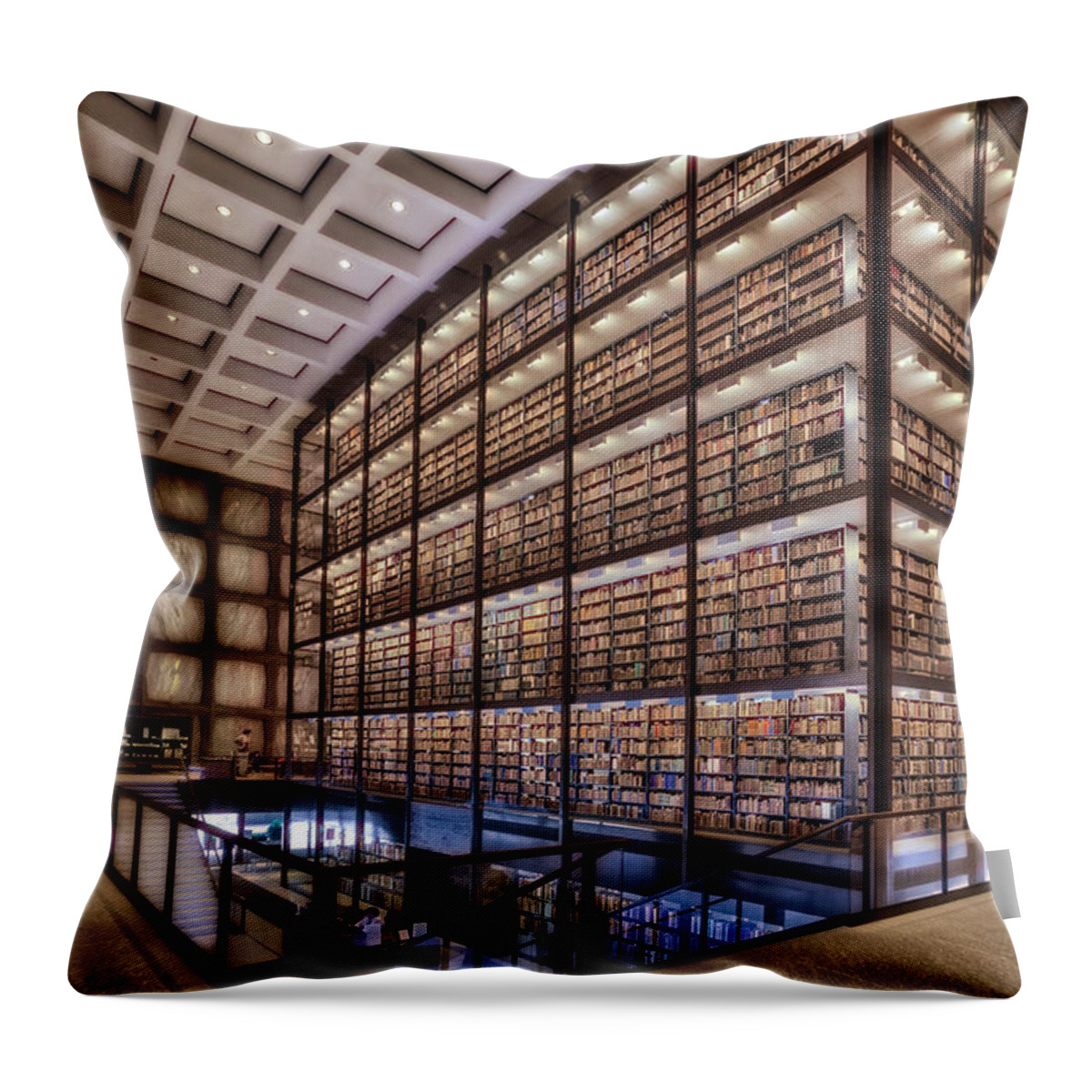 Yale University Library Throw Pillow featuring the photograph Beinecke Rare Book and Manuscript Library by Susan Candelario