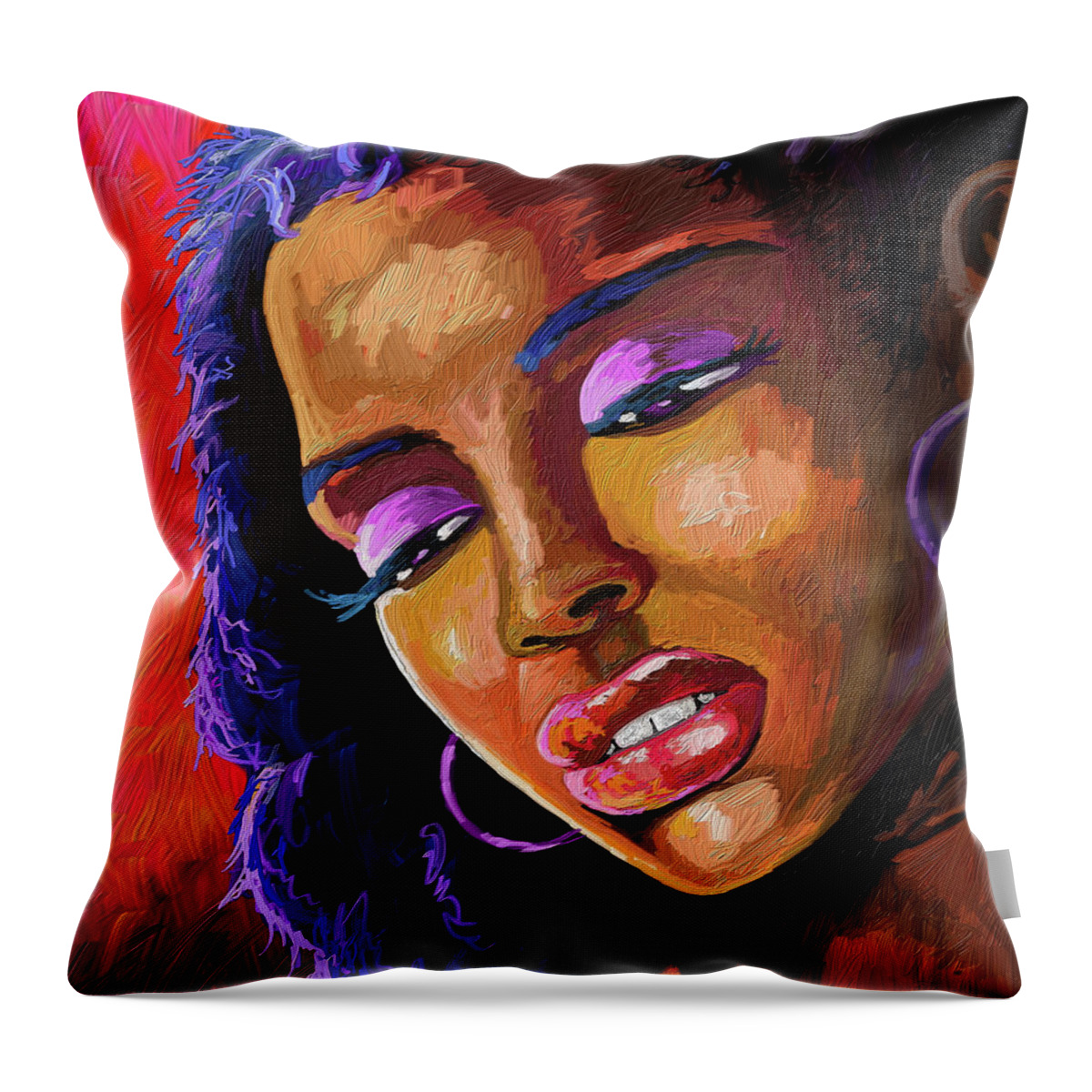 Paint Throw Pillow featuring the painting Being by Anthony Mwangi