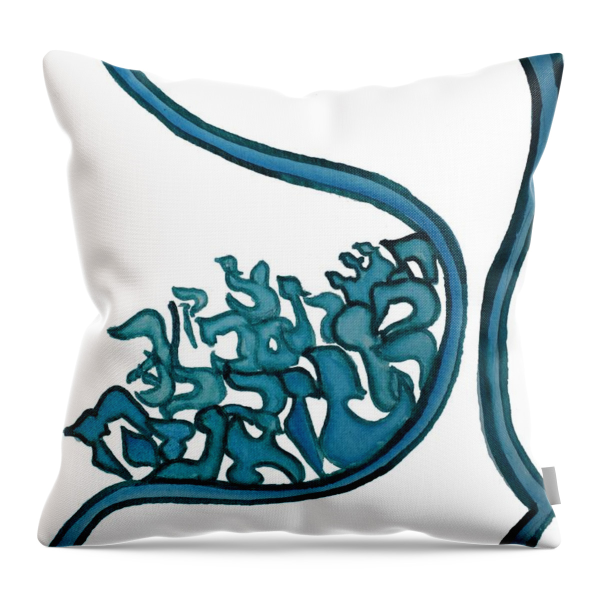 Beit Nest Bayit Throw Pillow featuring the painting BEIT NEST ab22 by Hebrewletters SL