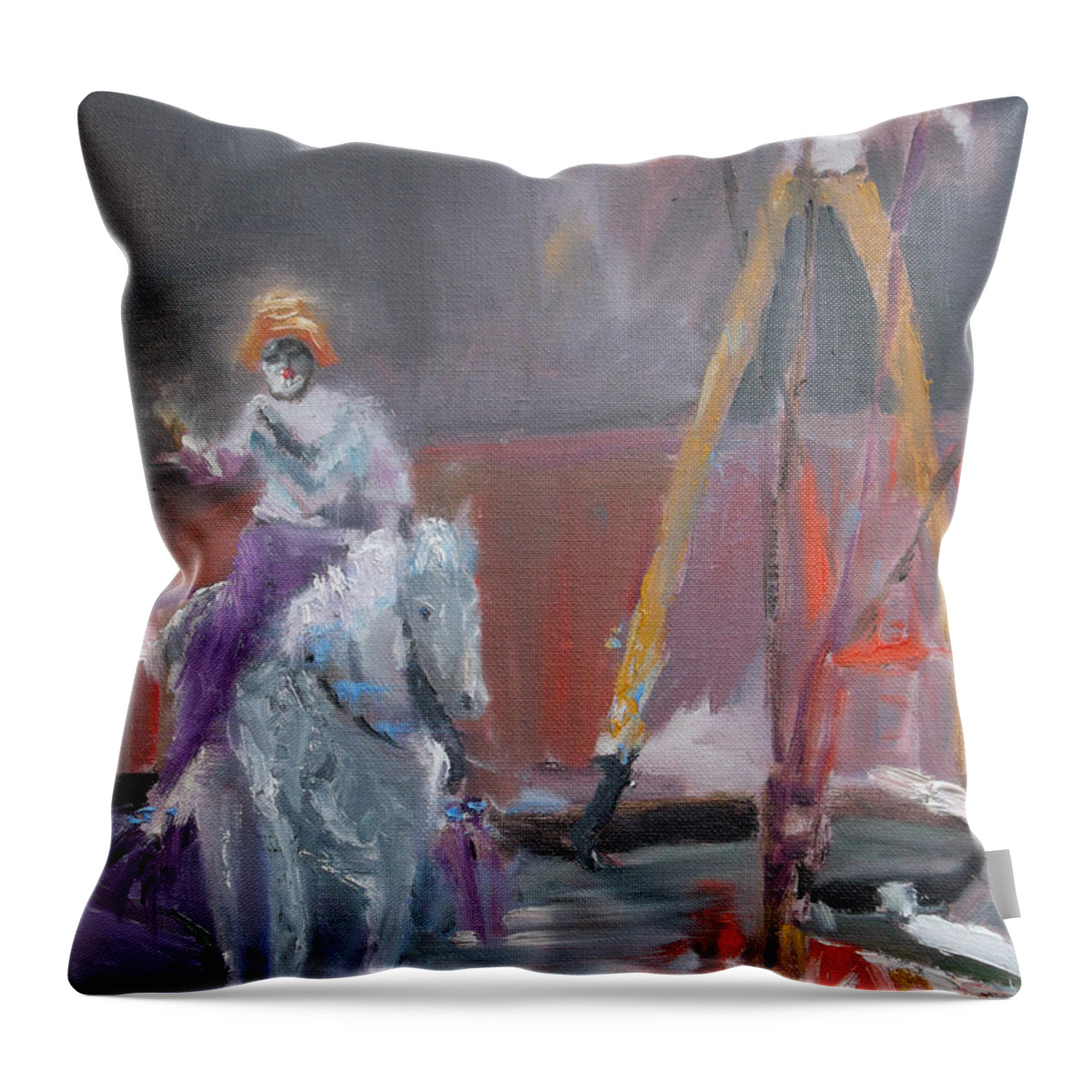 Circus Throw Pillow featuring the painting Believe in Magic by Susan Esbensen