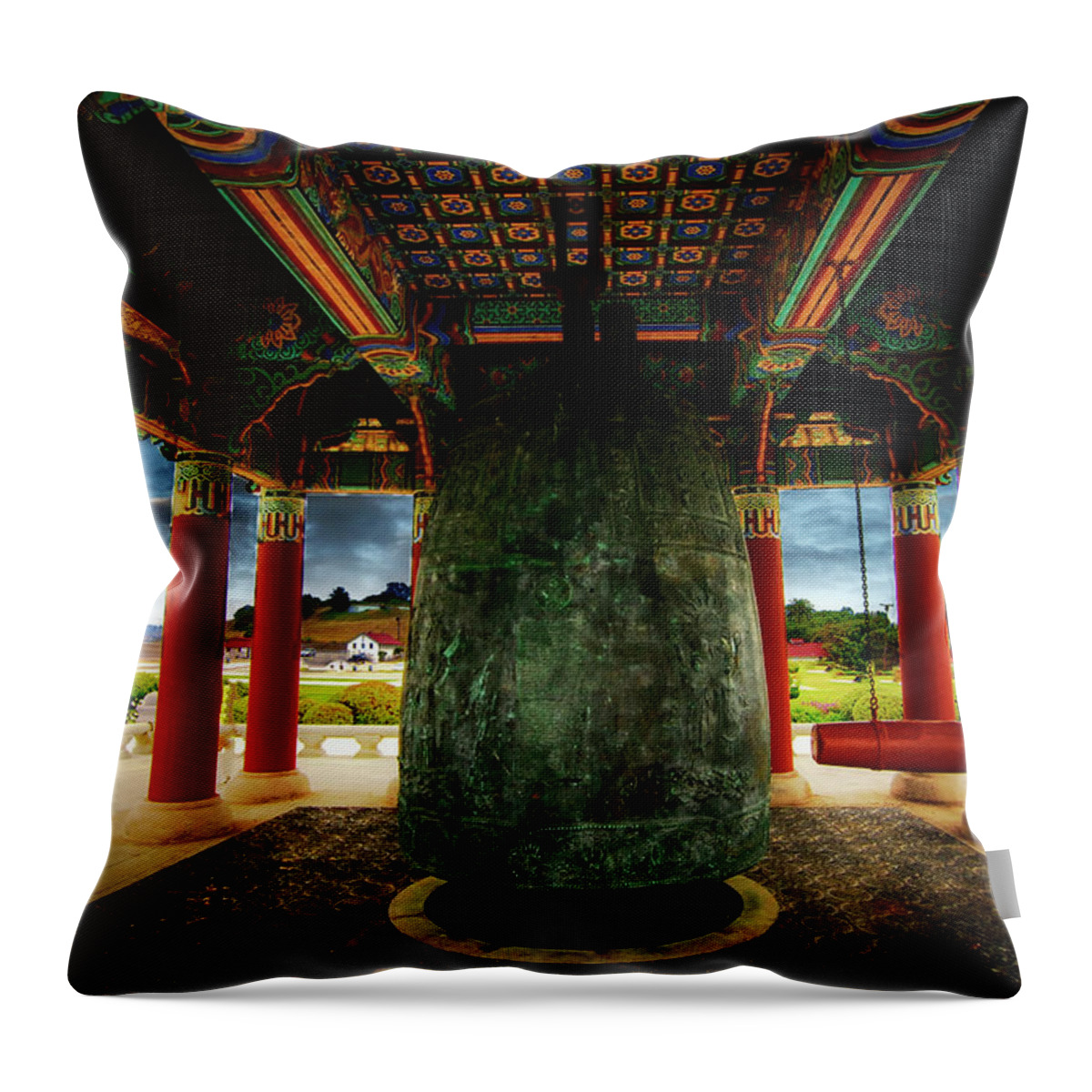 Landmark Throw Pillow featuring the photograph Bell of Friendship 2 by Joseph Hollingsworth