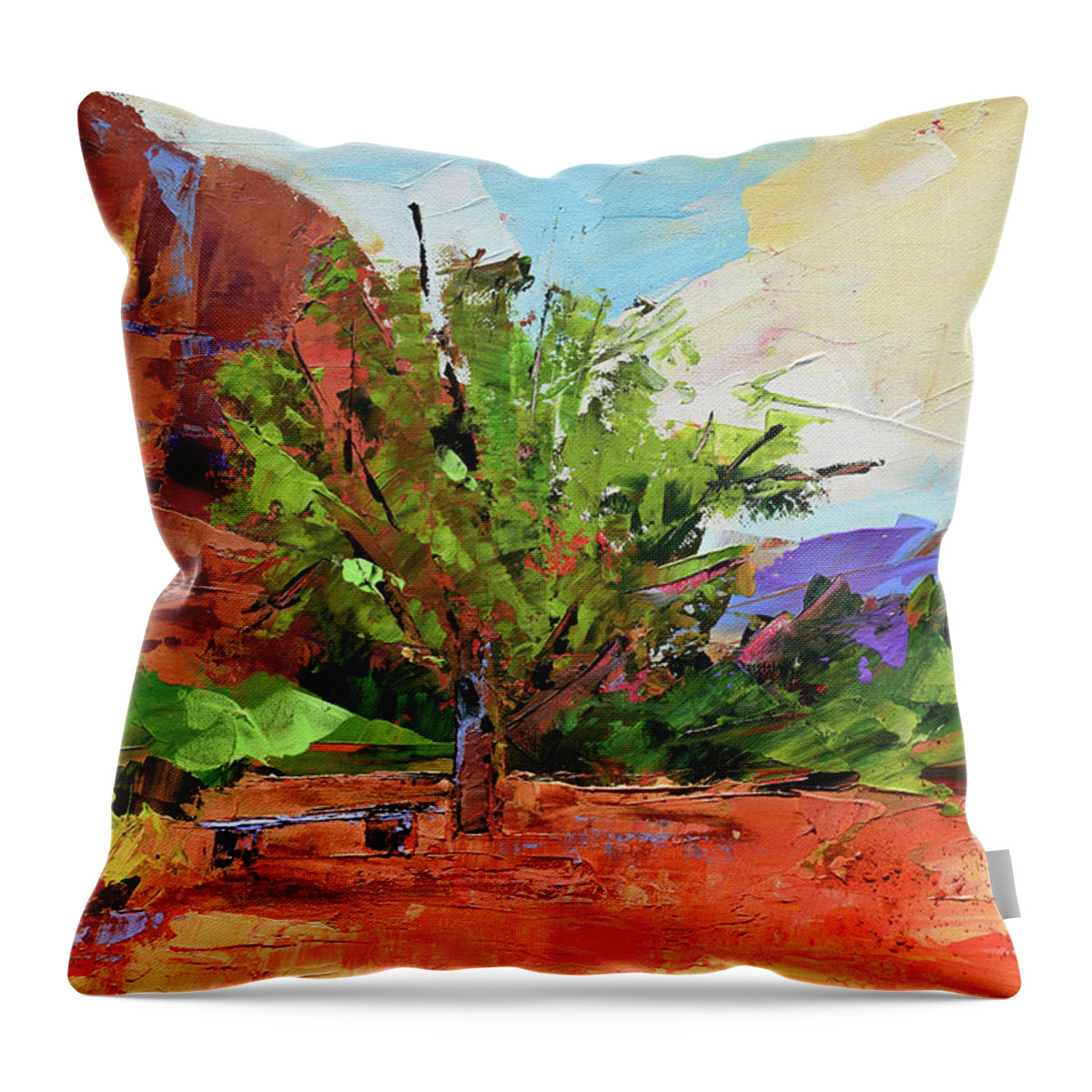 Sedona Throw Pillow featuring the painting Sedona Pathway by Elise Palmigiani