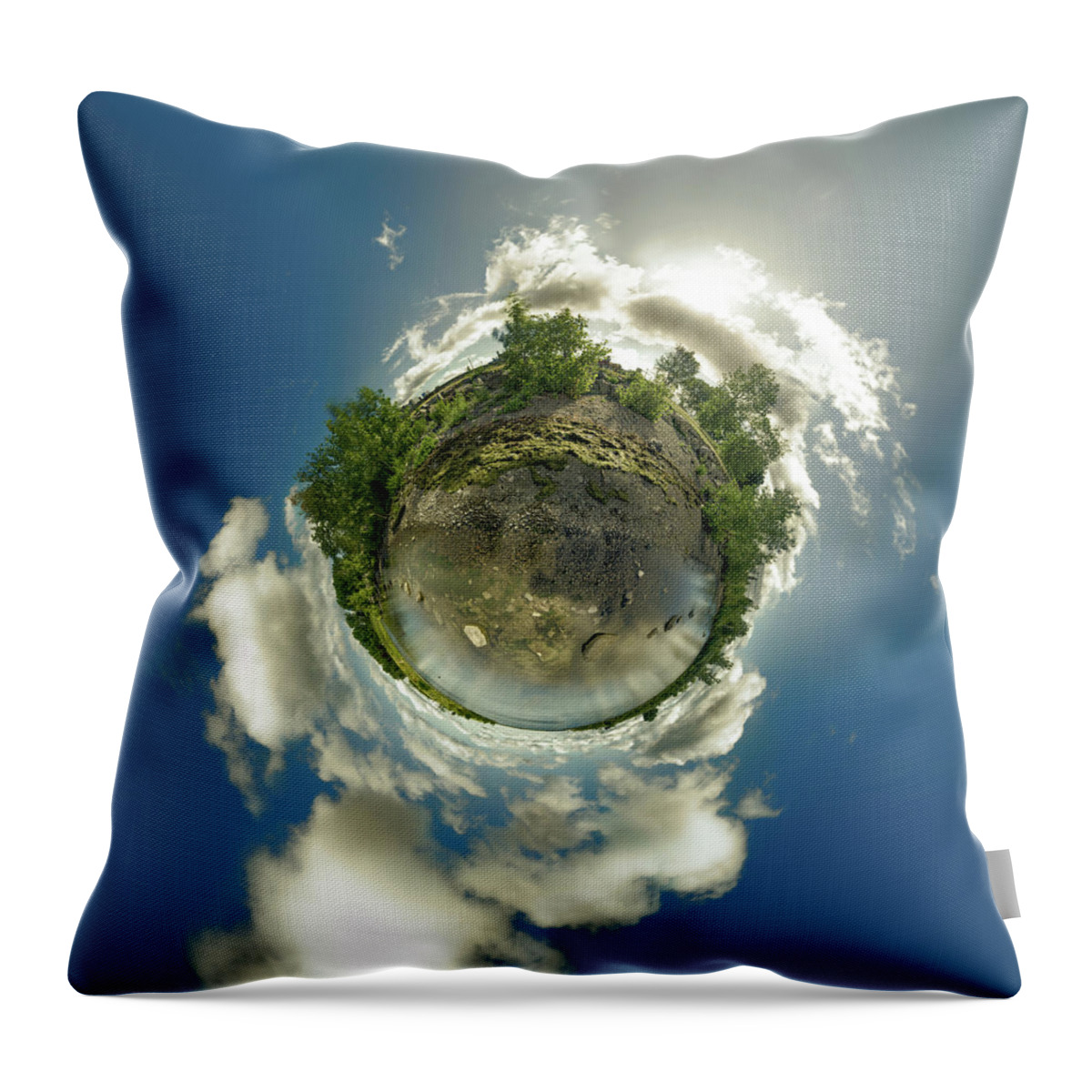 Bell Slip Throw Pillow featuring the photograph Bell Slip Sunrise - Tiny Planet by Chris Bordeleau