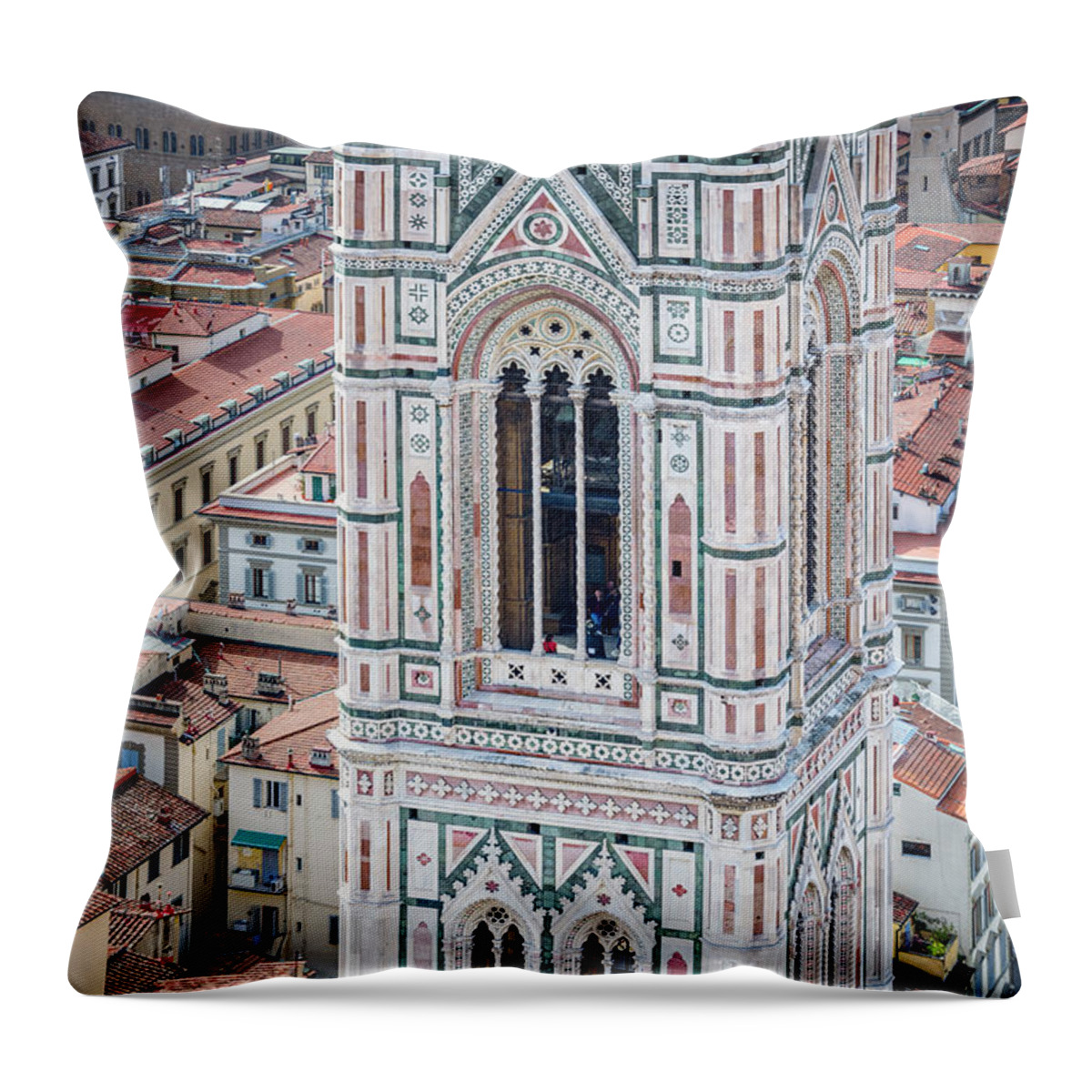 Campanile Throw Pillow featuring the photograph Bell Tower Florence Italy by Joan Carroll