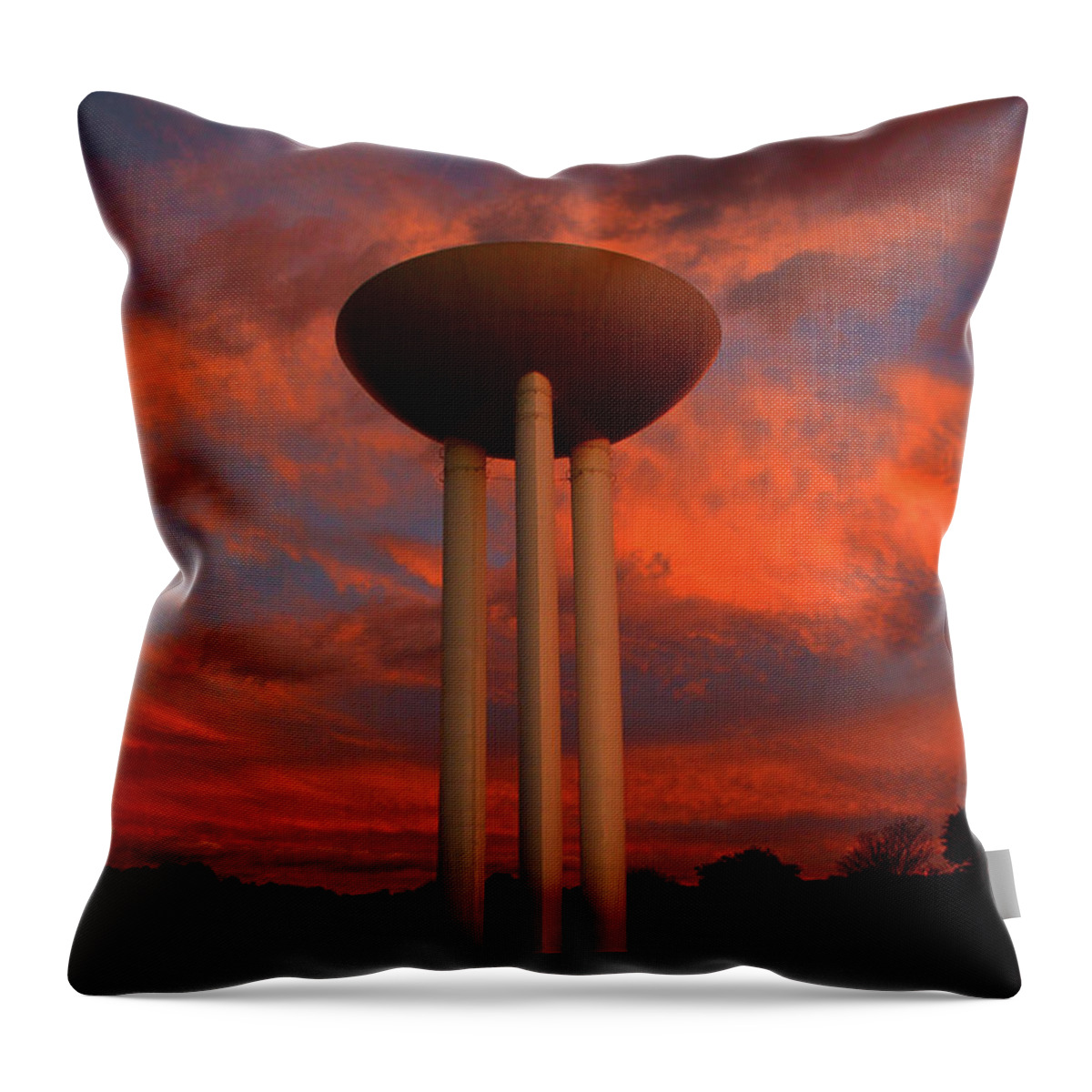 Bell Works Throw Pillow featuring the photograph Bell Works Transistor Water Tower by Raymond Salani III