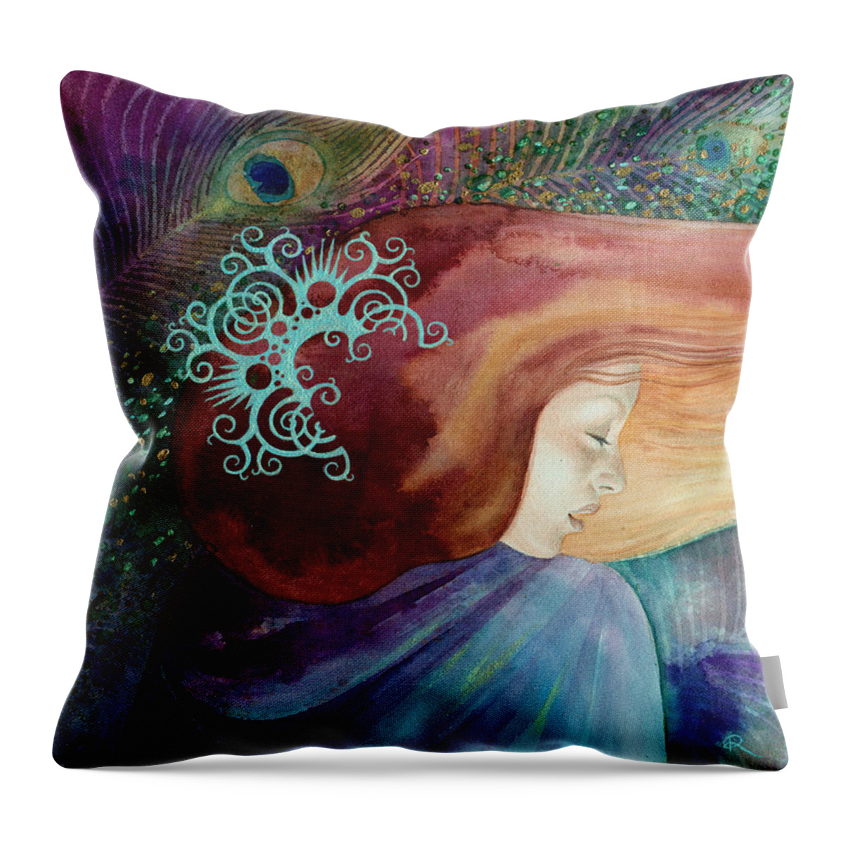 Goddess Throw Pillow featuring the painting Bella Aurora by Ragen Mendenhall
