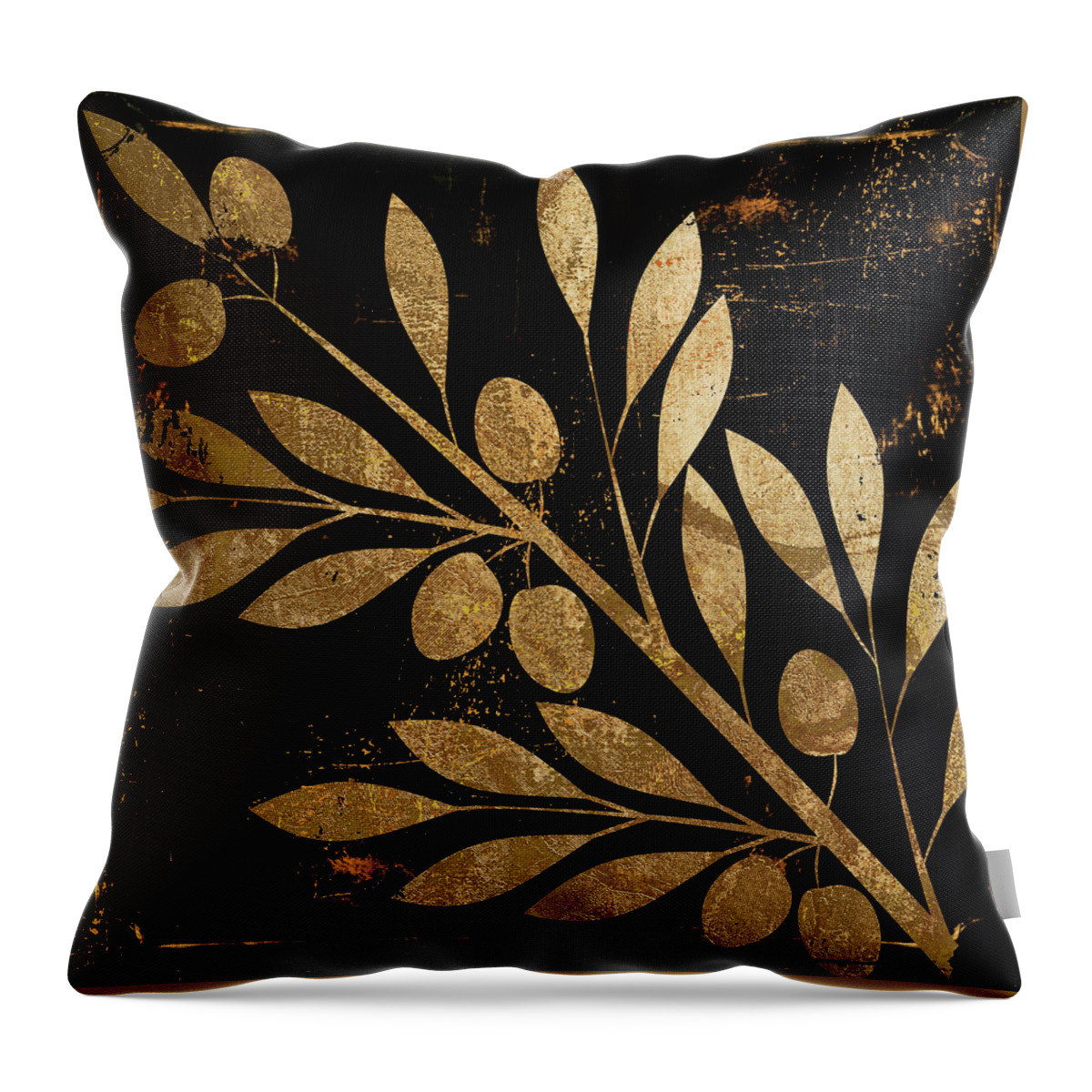 Gold And Black Throw Pillow featuring the painting Bellissima by Mindy Sommers