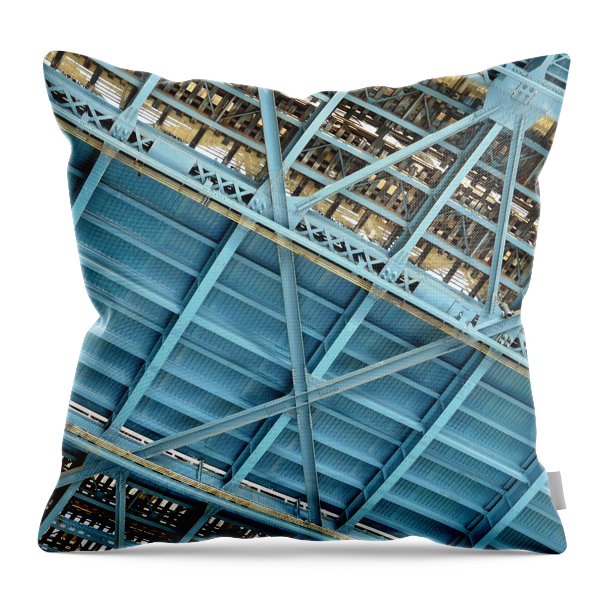 New York Throw Pillow featuring the photograph Below the Bridge by Valerie Ornstein