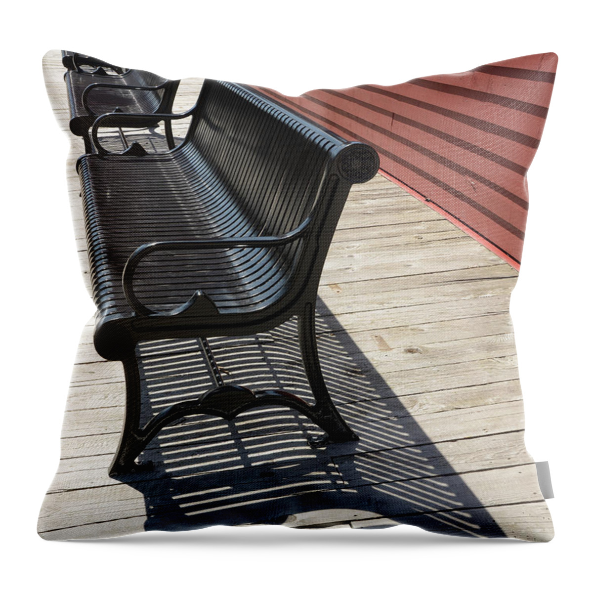 Bench Throw Pillow featuring the photograph Bench Lines and Shadows 0862 by Steve Somerville