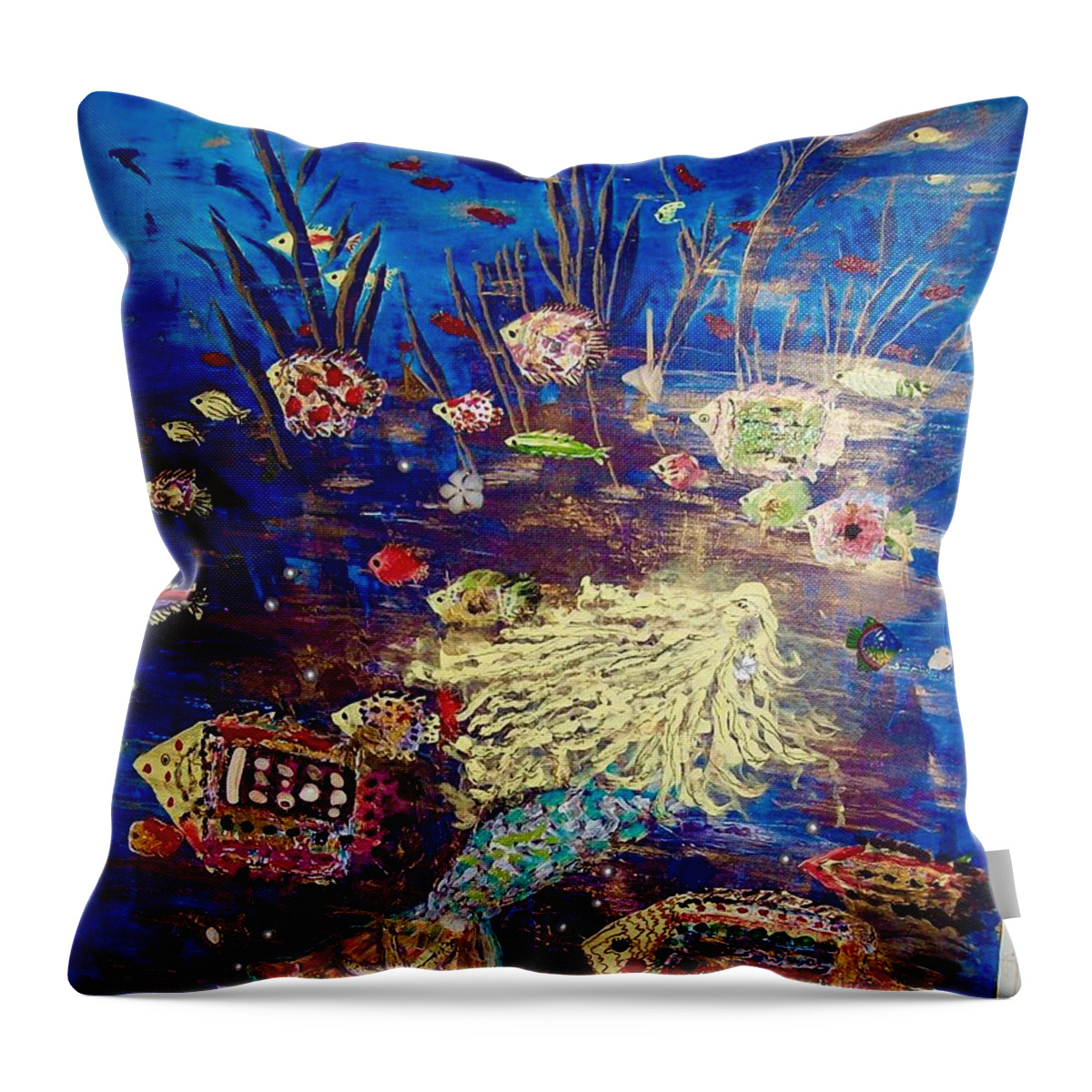 Sea Throw Pillow featuring the painting Beneath the Sea by Kenlynn Schroeder